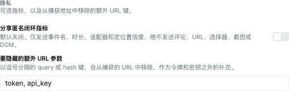 Pinar 扩展的捕获选项卡，显示可选循环指标以及要隐藏的额外 URL 键。